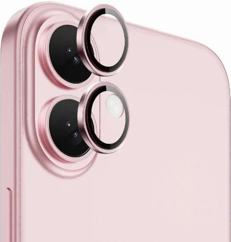 Apple iPhone 16 Plus Wiwu LG-004 PVD Lens Guard Metal Kamera Lens Koruyucu - Pembe