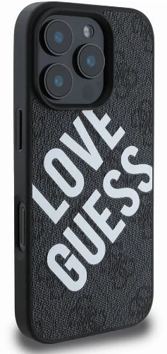 Apple iPhone 16 Pro (6.3) Kılıf Guess Orjinal Lisanslı Big Love Guess Kapak - Siyah