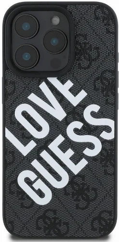 Apple iPhone 16 Pro (6.3) Kılıf Guess Orjinal Lisanslı Big Love Guess Kapak - Siyah