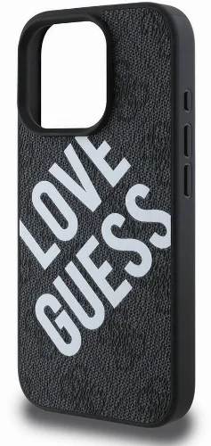 Apple iPhone 16 Pro (6.3) Kılıf Guess Orjinal Lisanslı Big Love Guess Kapak - Siyah