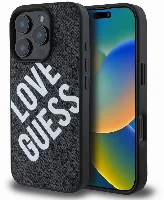 Apple iPhone 16 Pro (6.3) Kılıf Guess Orjinal Lisanslı Big Love Guess Kapak - Siyah