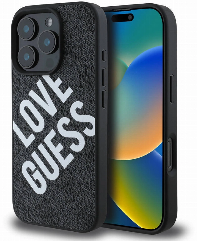 Apple iPhone 16 Pro (6.3) Kılıf Guess Orjinal Lisanslı Big Love Guess Kapak - Siyah