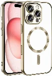 Apple iPhone 16 Pro (6.3) Kılıf Kamera Korumalı Şeffaf Magsafe Wireless Şarj Özellikli Demre Kapak - Gold