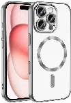 Apple iPhone 16 Pro (6.3) Kılıf Kamera Korumalı Şeffaf Magsafe Wireless Şarj Özellikli Demre Kapak - Gümüş