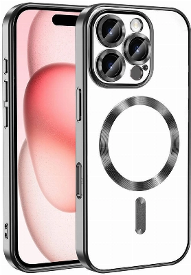 Apple iPhone 16 Pro (6.3) Kılıf Kamera Korumalı Şeffaf Magsafe Wireless Şarj Özellikli Demre Kapak - Siyah