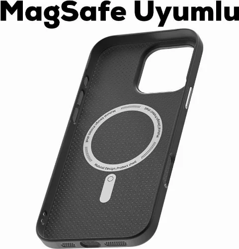 Apple iPhone 16 Pro (6.1) Kılıf Magsafe Şarj Özellikli Karbon Fiber Desenli Mutural Montage Kapak - Siyah