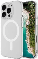 Apple iPhone 16 Pro (6.3) Kılıf Zore Magsafe Şarj Özellikli Şeffaf Tek Kamera Çerçeveli Porto Kapak - Şeffaf