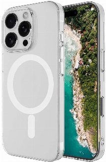 Apple iPhone 16 Pro (6.3) Kılıf Zore Magsafe Şarj Özellikli Şeffaf Tek Kamera Çerçeveli Porto Kapak - Şeffaf