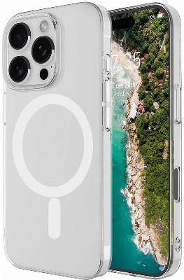 Apple iPhone 16 Pro Max (6.9) Kılıf Zore Magsafe Şarj Özellikli Şeffaf Tek Kamera Çerçeveli Porto Kapak - Şeffaf