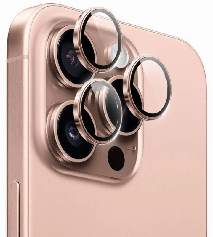 Apple iPhone 16 Pro Max (6.9) Wiwu LG-003 Lens Guard Çizilmeye Karşı Dayanıklı Safir Kamera Lens Koruyucu - Rose Gold