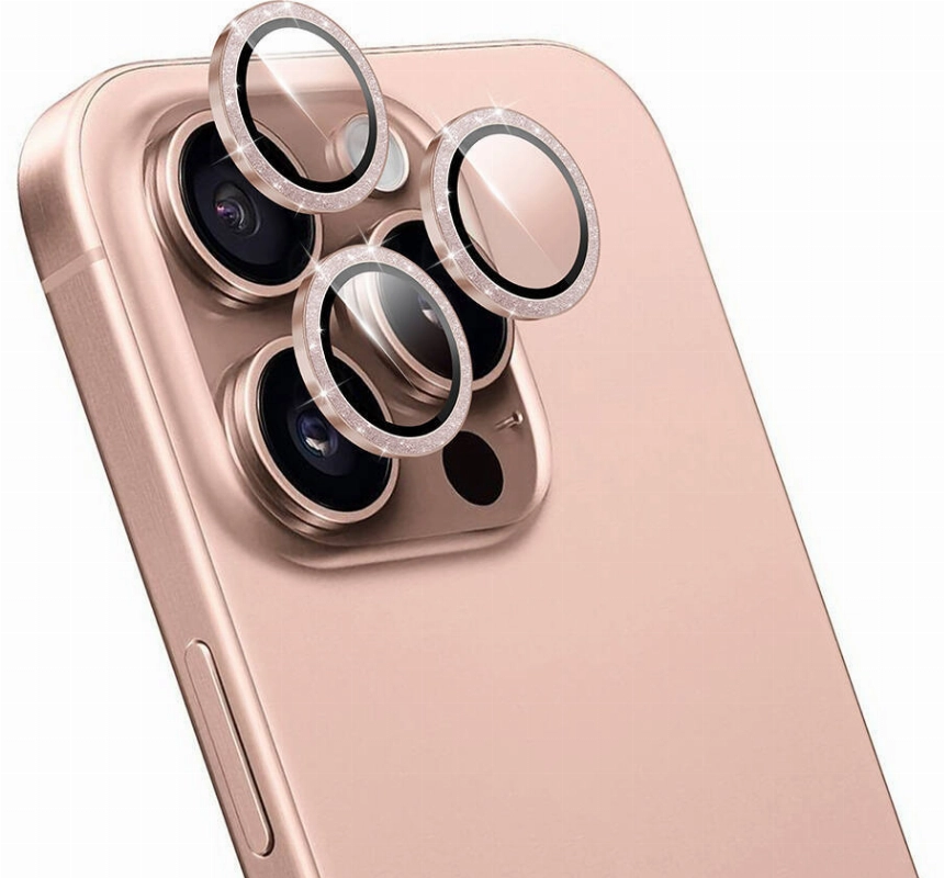 Apple iPhone 16 Pro Max (6.9) Wiwu LG-006 Diamond Lens Guard Kolay Uygulama Aparatlı Kamera Lens Koruyucu - Rose Gold