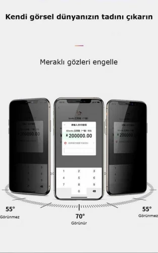 Apple iPhone 16 Pro Max Zore Kor Privacy Cam Ekran Koruyucu - Siyah