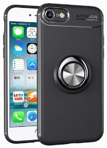 Apple iPhone 6 Kılıf Auto Focus Serisi Soft Premium Standlı Yüzüklü Kapak - Siyah