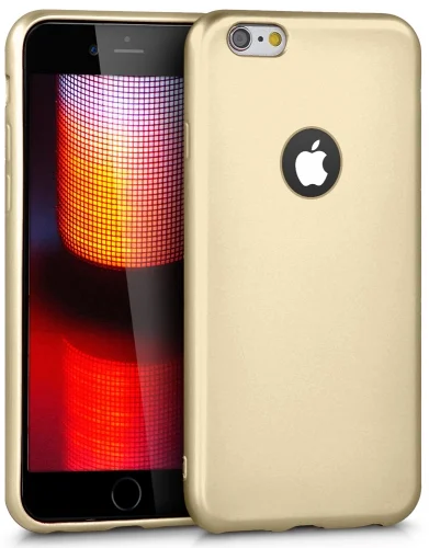 Apple iPhone 6s Plus Kılıf İnce Mat Esnek Silikon - Gold