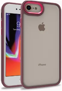 Apple iPhone 7 Kılıf Electro Silikon Renkli Flora Kapak - Kırmızı