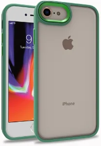 Apple iPhone 7 Kılıf Electro Silikon Renkli Flora Kapak - Yeşil