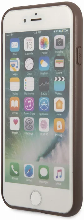 Apple iPhone 7 Kılıf GUESS Çift Kart Bölmeli Kapak - Kahverengi