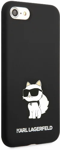 Apple iPhone 7 Kılıf Karl Lagerfeld Silikon Choupette Dizayn Kapak - Siyah