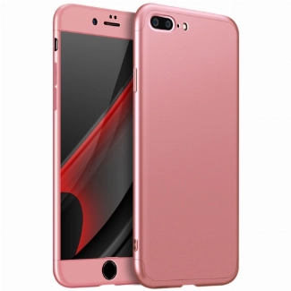 Apple iPhone 7 Plus Kılıf 3 Parçalı 360 Tam Korumalı Rubber AYS Kapak  - Rose Gold