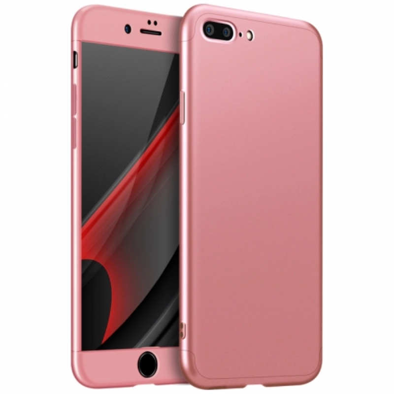 Apple iPhone 7 Plus Kılıf 3 Parçalı 360 Tam Korumalı Rubber AYS Kapak  - Rose Gold