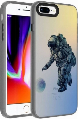 Apple iPhone 7 Plus Kılıf Desenli Zore Dragon Sert Kapak - Astronot