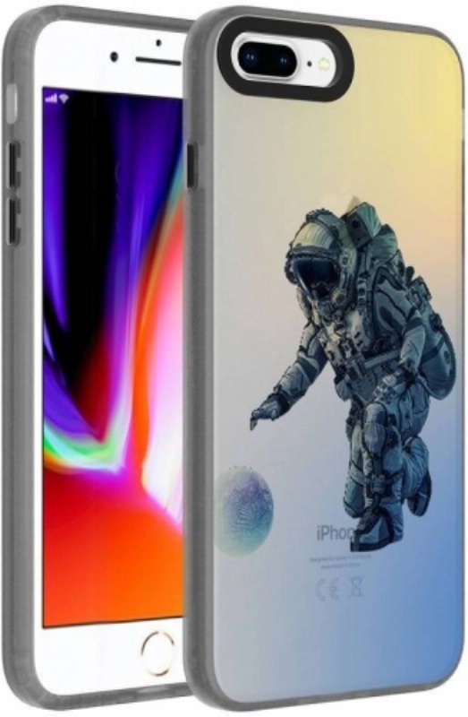 Apple iPhone 7 Plus Kılıf Desenli Zore Dragon Sert Kapak - Astronot