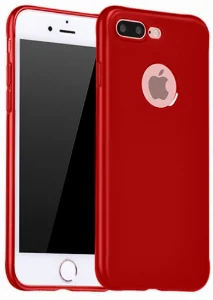 Apple iPhone 7 Plus Kılıf İnce Mat Esnek Silikon - Kırmızı