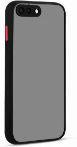 Apple iPhone 7 Plus Kılıf Kamera Korumalı Arkası Şeffaf Mat Silikon Kapak - Siyah