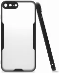 Apple iPhone 7 Plus Kılıf Kamera Lens Korumalı Arkası Şeffaf Silikon Kapak - Siyah