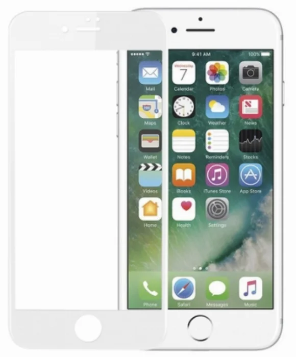 Apple iPhone 8 5D Tam Kapatan Kenarları Kırılmaya Dayanıklı Cam Ekran Koruyucu - Beyaz