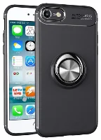 Apple iPhone 8 Kılıf Auto Focus Serisi Soft Premium Standlı Yüzüklü Kapak - Siyah