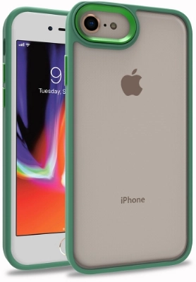 Apple iPhone 8 Kılıf Electro Silikon Renkli Flora Kapak - Yeşil