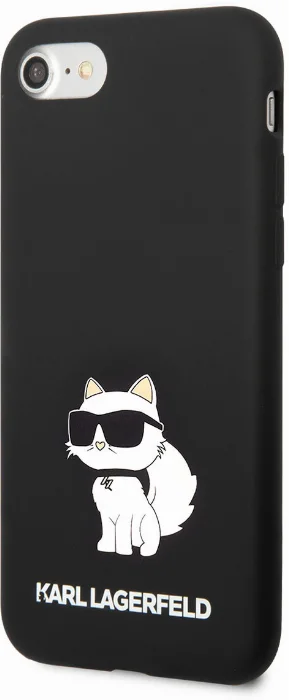 Apple iPhone 8 Kılıf Karl Lagerfeld Silikon Choupette Dizayn Kapak - Siyah