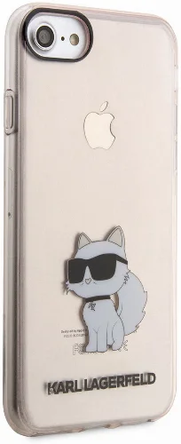Apple iPhone 8 Kılıf Karl Lagerfeld Transparan Choupette Dizayn Kapak - Pembe