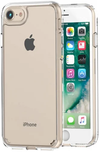Apple iPhone 8 Kılıf Korumalı Kenarları Silikon Arkası Sert Coss Kapak  - Şeffaf