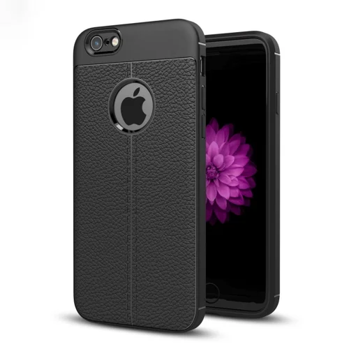 Apple iPhone 8 Kılıf Deri Görünümlü Parmak İzi Bırakmaz Niss Silikon - Siyah