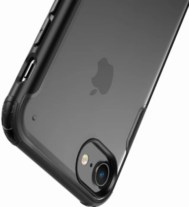 Apple iPhone 8 Kılıf Volks Serisi Kenarları Silikon Arkası Şeffaf Sert Kapak - Siyah
