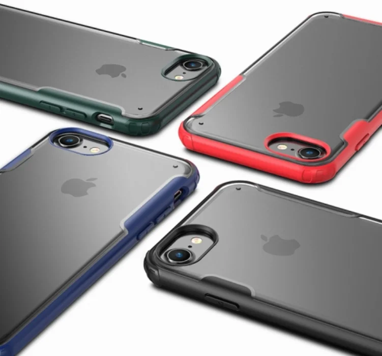 Apple iPhone 8 Kılıf Volks Serisi Kenarları Silikon Arkası Şeffaf Sert Kapak - Siyah