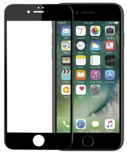 Apple iPhone 8 Plus Ekran Koruyucu Fiber Tam Kaplayan Nano - Siyah