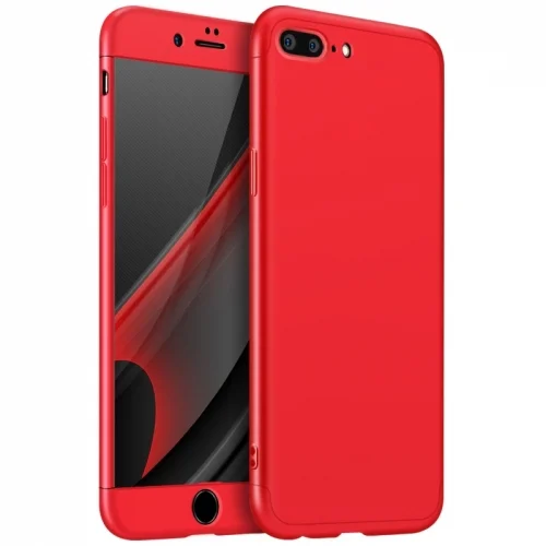 Apple iPhone 8 Plus Kılıf 3 Parçalı 360 Tam Korumalı Rubber AYS Kapak  - Kırmızı