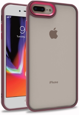 Apple iPhone 8 Plus Kılıf Electro Silikon Renkli Flora Kapak - Kırmızı