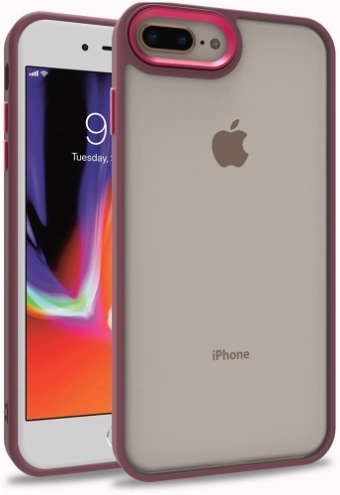 Apple iPhone 8 Plus Kılıf Electro Silikon Renkli Flora Kapak - Kırmızı