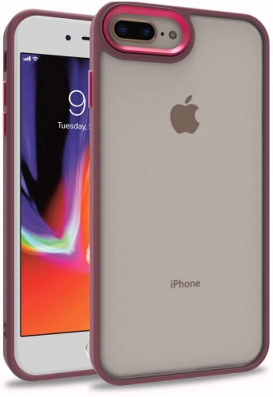 Apple iPhone 8 Plus Kılıf Electro Silikon Renkli Flora Kapak - Kırmızı