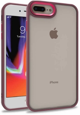 Apple iPhone 8 Plus Kılıf Electro Silikon Renkli Flora Kapak - Kırmızı