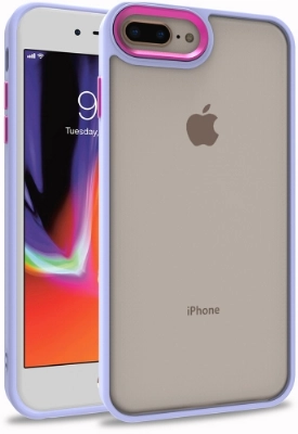 Apple iPhone 8 Plus Kılıf Electro Silikon Renkli Flora Kapak - Lila