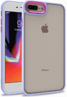 Apple iPhone 8 Plus Kılıf Electro Silikon Renkli Flora Kapak - Lila