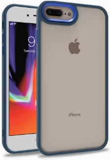 Apple iPhone 8 Plus Kılıf Electro Silikon Renkli Flora Kapak - Mavi