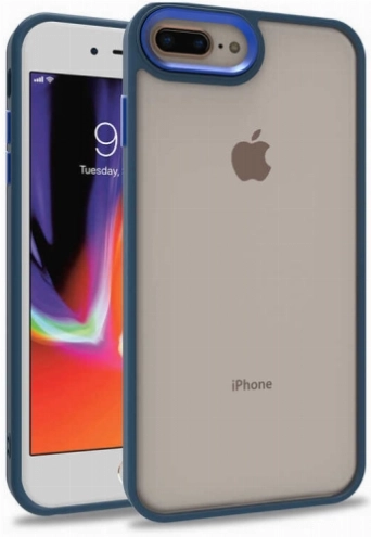 Apple iPhone 8 Plus Kılıf Electro Silikon Renkli Flora Kapak - Mavi