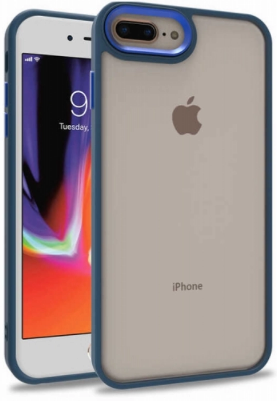 Apple iPhone 8 Plus Kılıf Electro Silikon Renkli Flora Kapak - Mavi