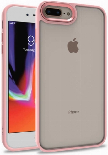 Apple iPhone 8 Plus Kılıf Electro Silikon Renkli Flora Kapak - Rose Gold